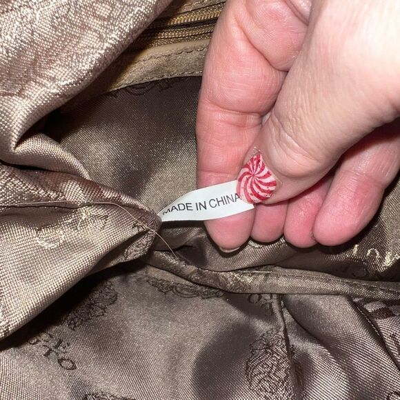 Vince Camuto Metallic Taupe Leather Multi Compartment Convertible Shoulder Bag - Picture 13 of 16